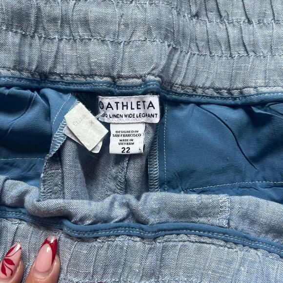 Athleta Women’s Plus Size 100% Linen Pull Up Pants Blue Size 22 - Picture 4 of 8